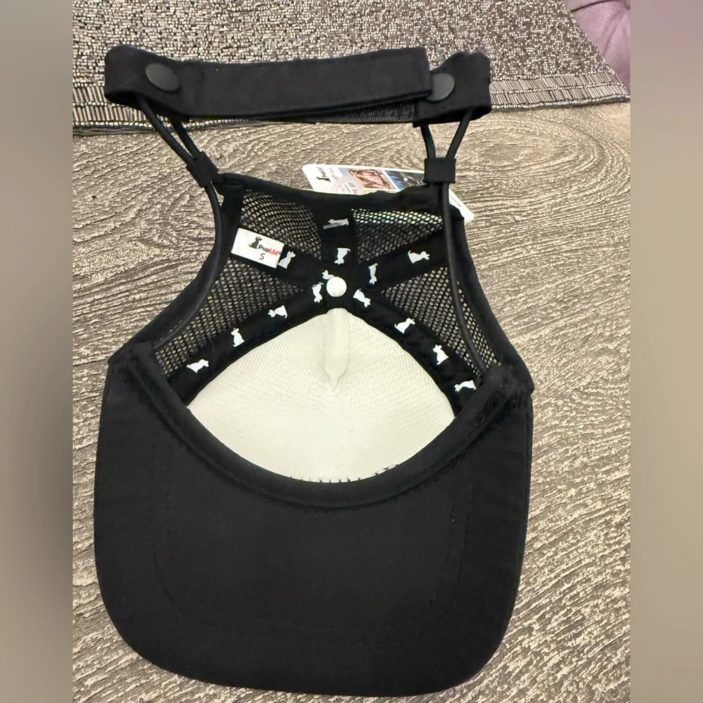 NWT! PupLids Santa Barbara Surf Shop Black and White Dog Cap. Size S